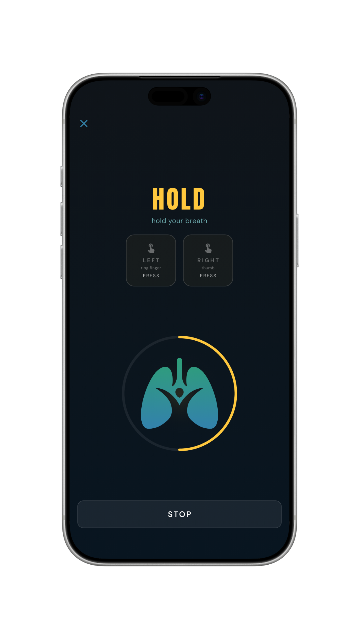 Guided breathing exercise in the Breathe Free with Me app
